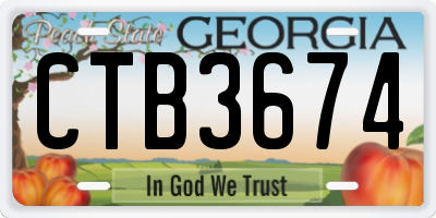 GA license plate CTB3674
