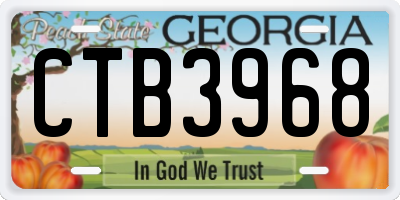 GA license plate CTB3968