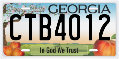 GA license plate CTB4012