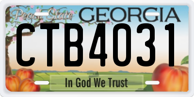 GA license plate CTB4031