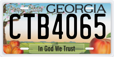 GA license plate CTB4065