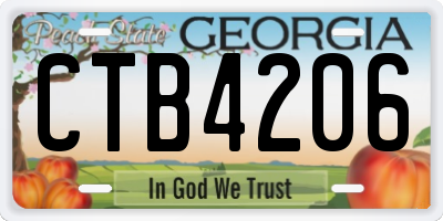 GA license plate CTB4206
