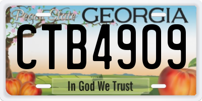 GA license plate CTB4909