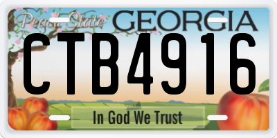 GA license plate CTB4916