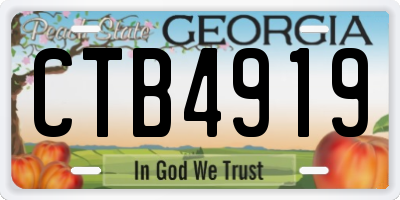 GA license plate CTB4919