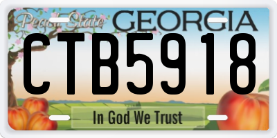 GA license plate CTB5918