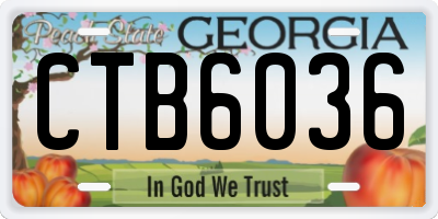 GA license plate CTB6036