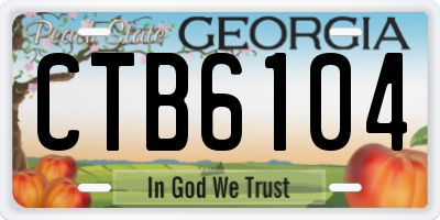 GA license plate CTB6104