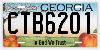 GA license plate CTB6201
