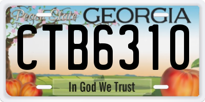 GA license plate CTB6310