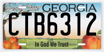 GA license plate CTB6312