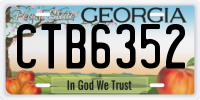 GA license plate CTB6352