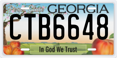 GA license plate CTB6648