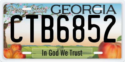 GA license plate CTB6852