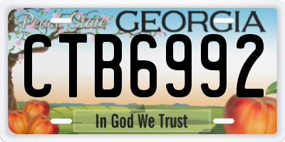 GA license plate CTB6992