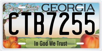 GA license plate CTB7255