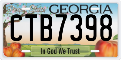 GA license plate CTB7398