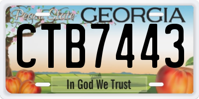 GA license plate CTB7443