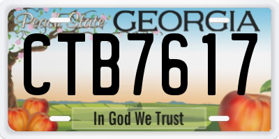 GA license plate CTB7617