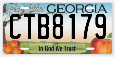 GA license plate CTB8179