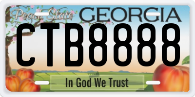 GA license plate CTB8888