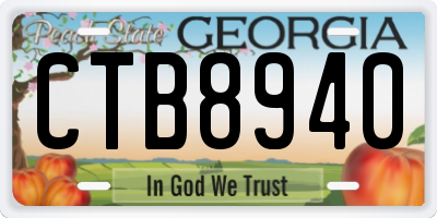 GA license plate CTB8940