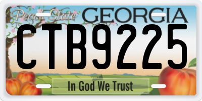 GA license plate CTB9225