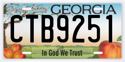 GA license plate CTB9251