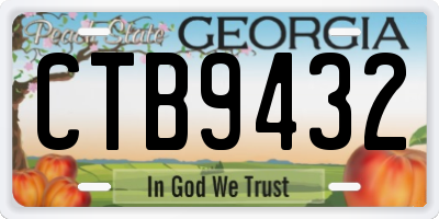 GA license plate CTB9432