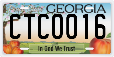 GA license plate CTC0016