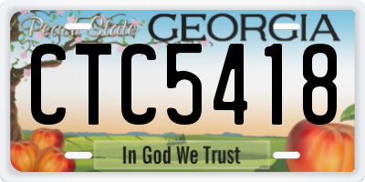 GA license plate CTC5418