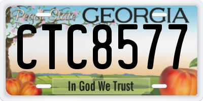 GA license plate CTC8577