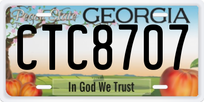 GA license plate CTC8707