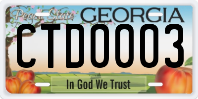 GA license plate CTD0003