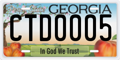 GA license plate CTD0005