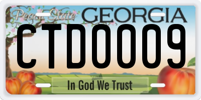 GA license plate CTD0009