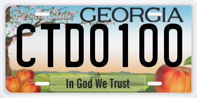 GA license plate CTD0100