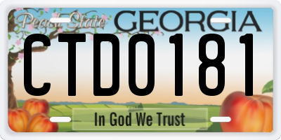 GA license plate CTD0181