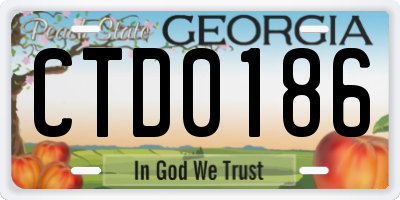 GA license plate CTD0186