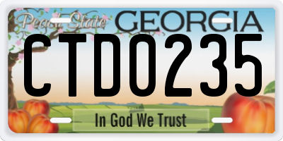 GA license plate CTD0235