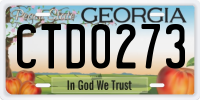 GA license plate CTD0273