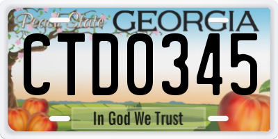 GA license plate CTD0345