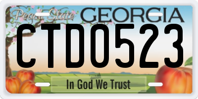 GA license plate CTD0523