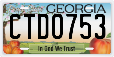 GA license plate CTD0753
