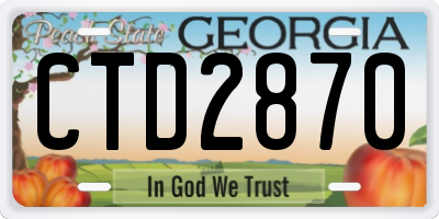 GA license plate CTD2870