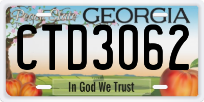 GA license plate CTD3062