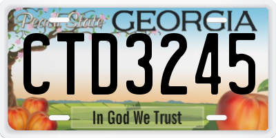 GA license plate CTD3245