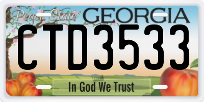 GA license plate CTD3533