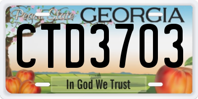 GA license plate CTD3703