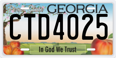 GA license plate CTD4025